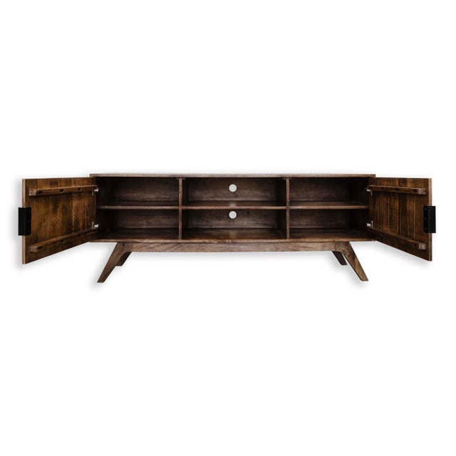 Mid-Century Modern Media Credenza Solid Hardwood For Sale - Image 4 of 4