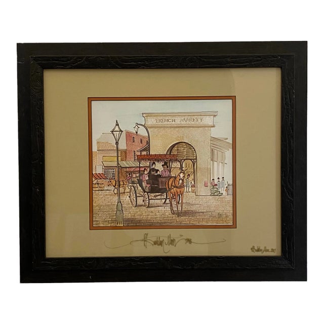 Thrice-Signed P. Buckley Moss “French Market” Limited Edition Print – Southern Heritage Americana For Sale