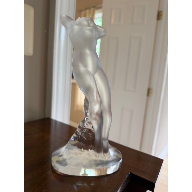 1980s “Lalique of France ‘Nude Dancer’ Frosted Crystal Girl Sculpture” Measuring 4.5”w × 10”h. For Sale - Image 9 of 10