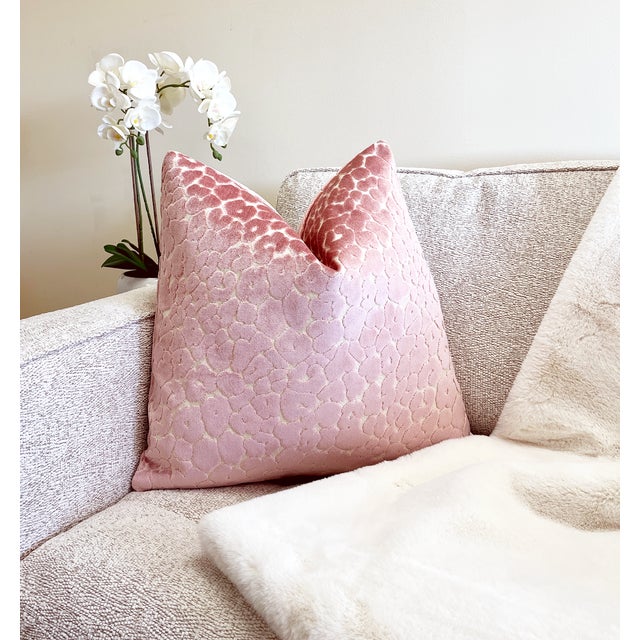 Pink Leopard 20x20 Velvet Throw Pillow With Feather Down Insert For Sale In New York - Image 6 of 6
