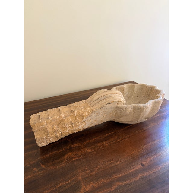 Tan 19th Century Italian Marble Shell Font From a Catholic Church For Sale - Image 8 of 12