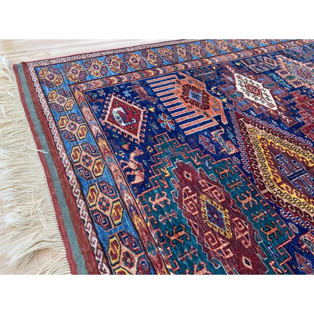 Vintage Baluch Wool Area Rug, Tribal Medallion Pattern For Sale - Image 6 of 8