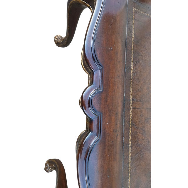 1990s Marge Carson Lether Top Game Card Table French Louis XV Style Rocco Desk For Sale - Image 15 of 18