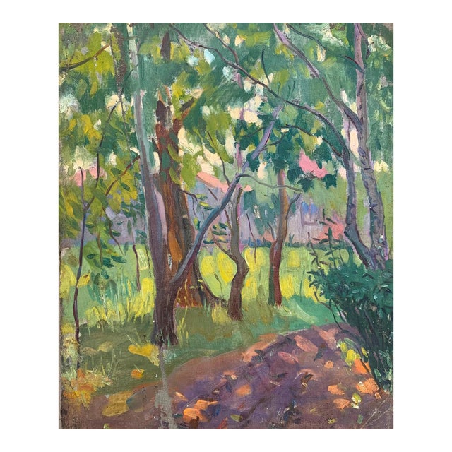 Original Impressionism Forest Oil Painting, Ukrainian Artist Sokolovsky, 1970s 48-38 For Sale
