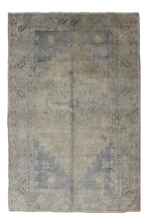Vintage Turkish Oushak Rug With Muted Colors and Central Medallion Design