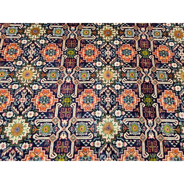 Vintage Persian Tabriz Afshan Rug, Hand-Knotted Wool, Allover Caucasian Shirvan Pattern, Navy & Ivory, 7x10 For Sale - Image 16 of 18