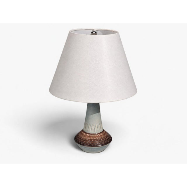 1960s Mid-Century Modern Soholm Stentoj, Table Lamp, Blue-Grey Glazed Stoneware For Sale - Image 4 of 10