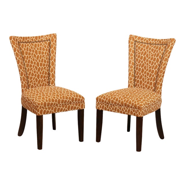 Early 21st Century Transitional Style Custom Upholstered Side Chairs - A Pair For Sale