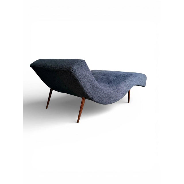 Attributed to Adrian Pearsall Wave Chaise Lounge Chair – Mid Century Modern Blue Bouclé For Sale - Image 12 of 16
