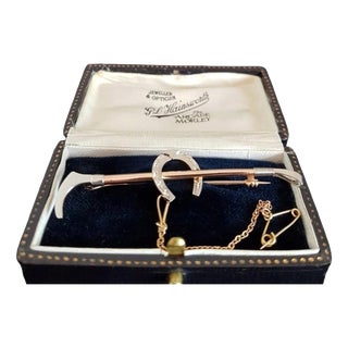 Antique Edwardian 15ct Rose Gold and Platinum Horseshoe Brooch, 1905 For Sale