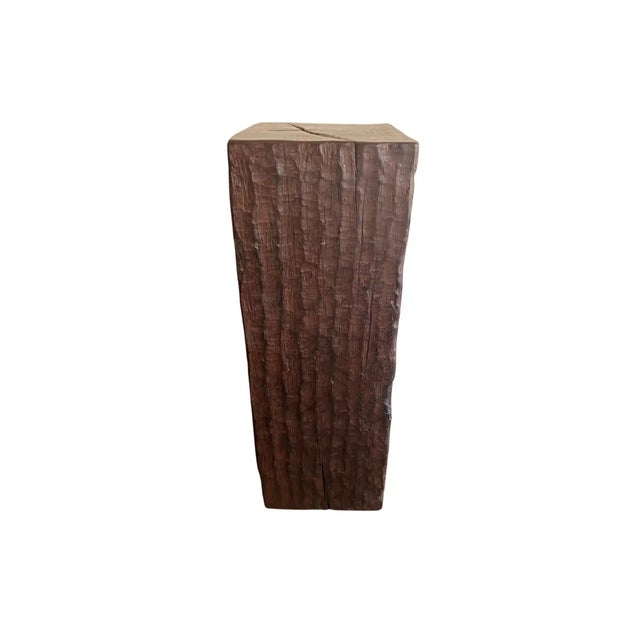 Wood Solid Iron Wood Pedestal With Wood Texture For Sale - Image 7 of 11