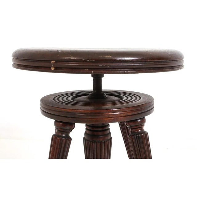 Late 19th Century Antique Piano Stool W Brass & Glass Ball & Claw Feet For Sale - Image 5 of 9