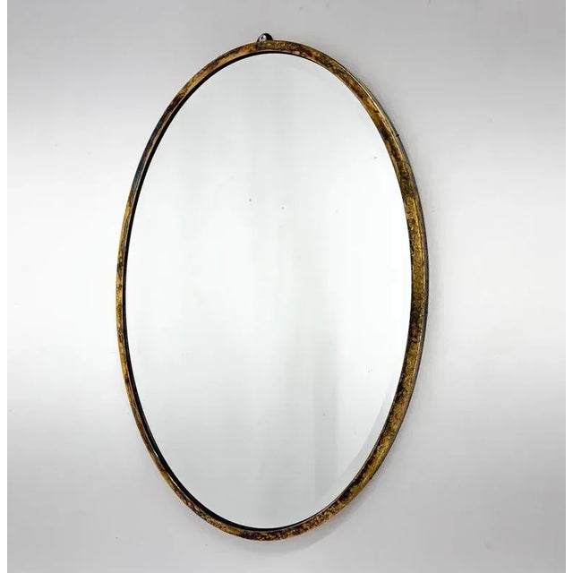 Vintage Brass Wall Mirror with Facet, France, 1950s For Sale - Image 3 of 8