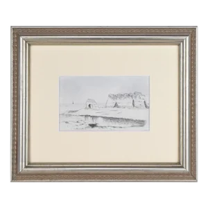 Antique English Seascape / Coastal Landscape Graphite Drawing C. 1900