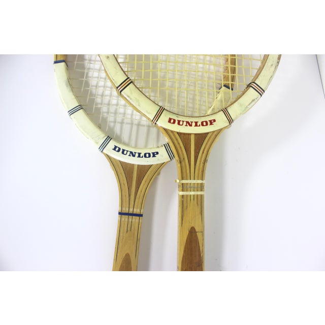 1970s Curated Set of Antique Sport Tennis Rackets for Designer Decorating Wood Racquet Set of Two Sports Equipment Memorabilia For Sale - Image 5 of 8