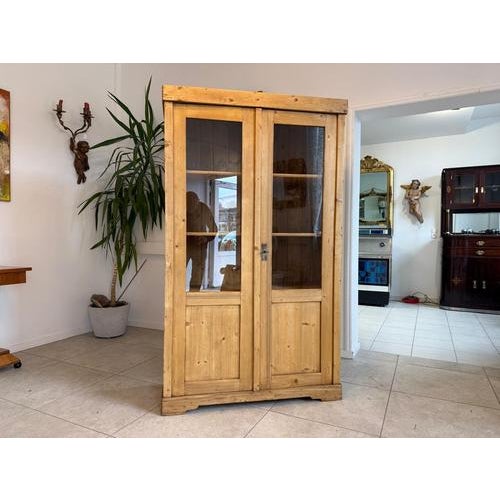 Antique Farmhouse Display Cabinet in Natural Wood, 1890s For Sale - Image 5 of 13