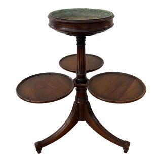 Neoclassical Mahogany Four Top Plant Stand/Server With Copper Liner For Sale