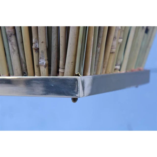 Gold Chandelier in Brass and Bamboo, Italy, 1970s For Sale - Image 8 of 18