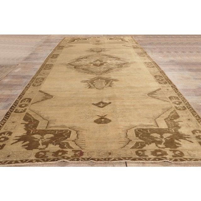 Vintage Turkish Oushak Rug, 05'01 X 12'09 For Sale - Image 9 of 10