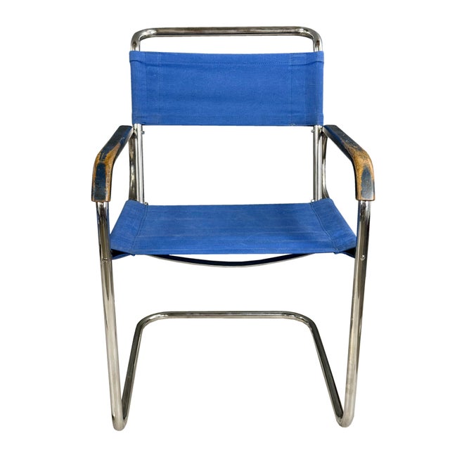 Blue Bauhaus No B46 Tubular Armchairs from Thonet, 1930s, Set of 2 For Sale - Image 8 of 18