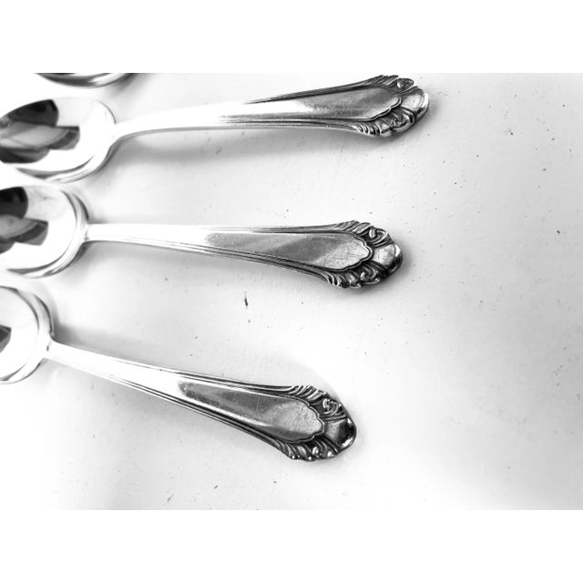 Gorham Silver Co. Vintage Gorham 1937 Silver Plate "Cavalier" Pattern Tea Spoons- Set of 6 For Sale - Image 4 of 7