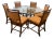 1960s McGuire Glass-Top Dining Table and Chairs – 7 Pieces For Sale