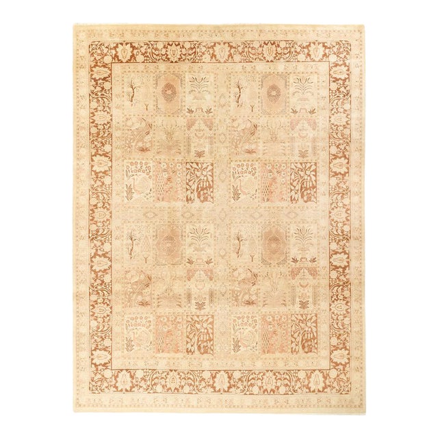 Mogul Collection Hand-Knotted Area Rug - Ivory 9' 4" x 12' 3" For Sale