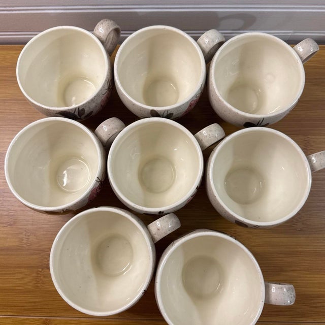 1950s Set of 8 Mid-Century Modern Red Wing Pottery "Tampico" Cup – Futura Shape (1950s) For Sale - Image 5 of 6