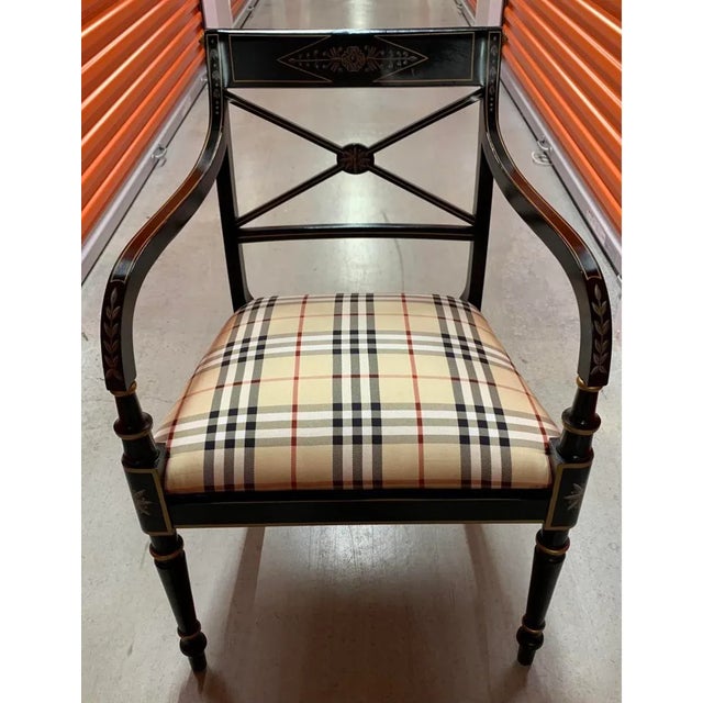2010s Kindel Regency Black Arm Chair, Newly Reupholstered For Sale - Image 5 of 7