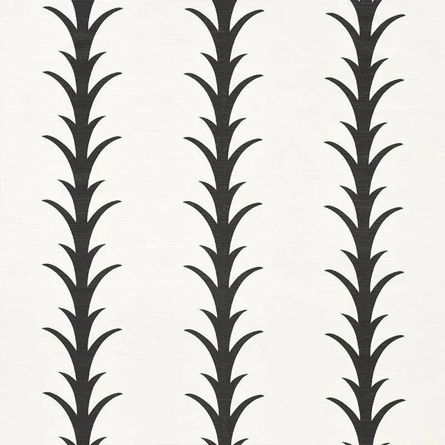 Sample-Schumacher X Celerie Kemble Acanthus Stripe Fabric in Carbon For Sale