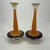1930s 1930s Charles Schneider Style Art Deco Pressed Orange Glass Candlesticks - A Pair For Sale - Image 5 of 12