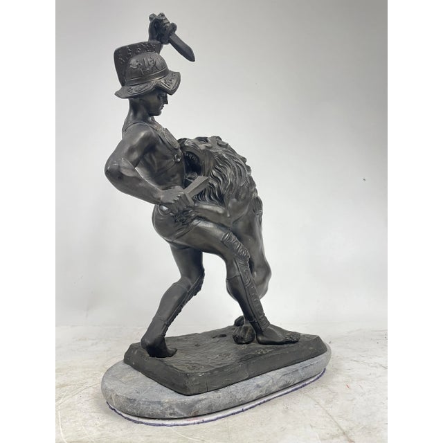 Sculpture of a Lion Fighting, 1800s, Metal For Sale - Image 4 of 12