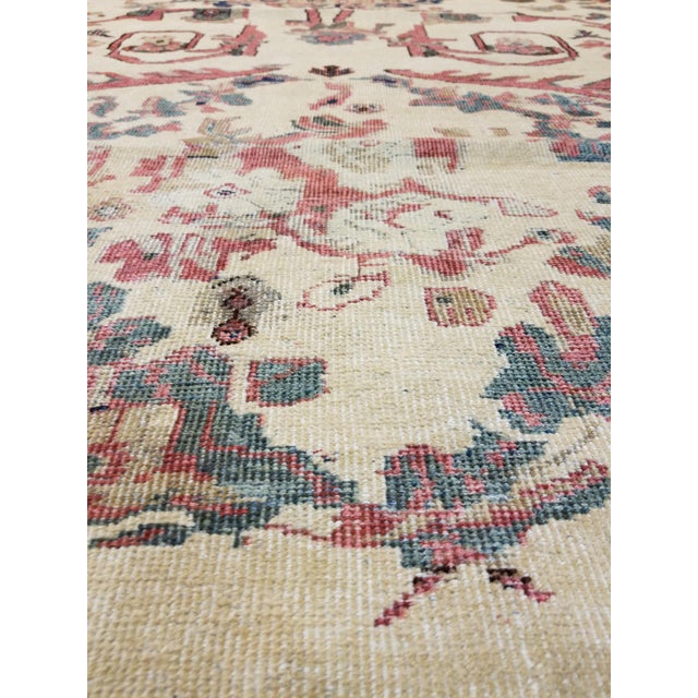 Antique Persian Sultanabad Carpet Handmade Oriental Rug, Ivory, Gold, Green Blue For Sale In New York - Image 6 of 12