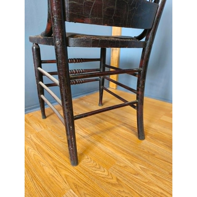 Pressed Back Chair with Leather Seat and Turned Parts For Sale - Image 3 of 18