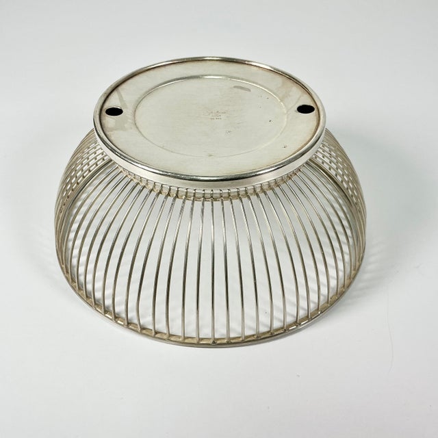 Silver 1970s Vintage Hollywood Regency Boho Chic Gorham Silverplate Wire Bread Basket Serving Dish For Sale - Image 8 of 9