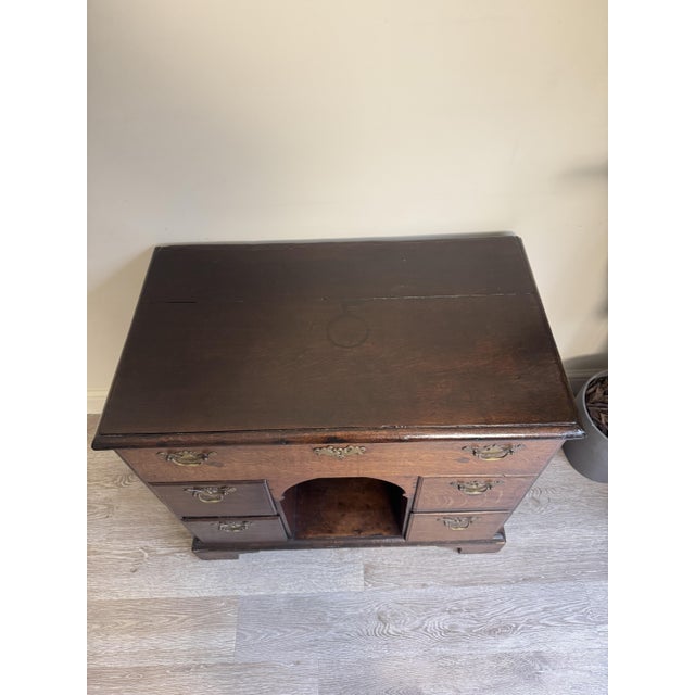 Antique 18th Century Georgian Oak Kneehole Desk Wood with Cupboard For Sale - Image 9 of 16