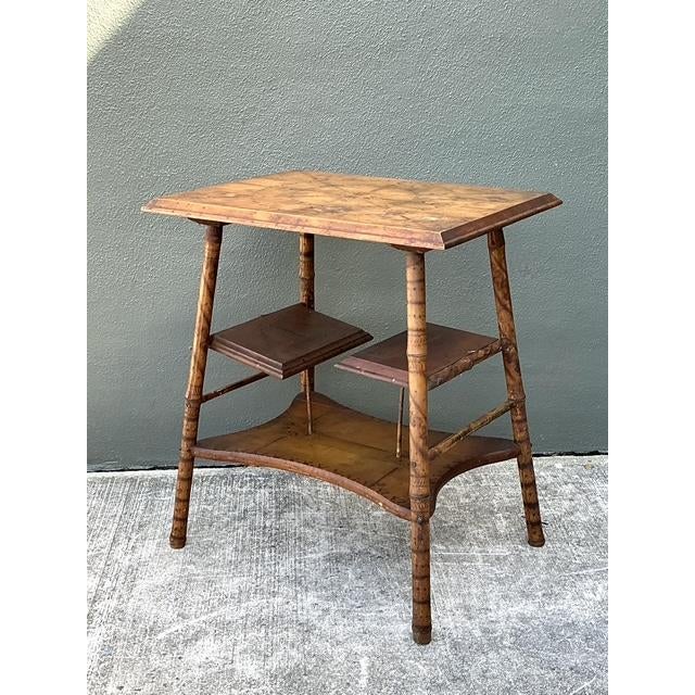 Early 20th Century Vintage Tortoise Bamboo Side Table For Sale - Image 5 of 12