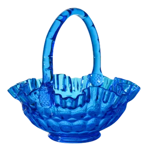 Handblown Blue Art Glass Basket