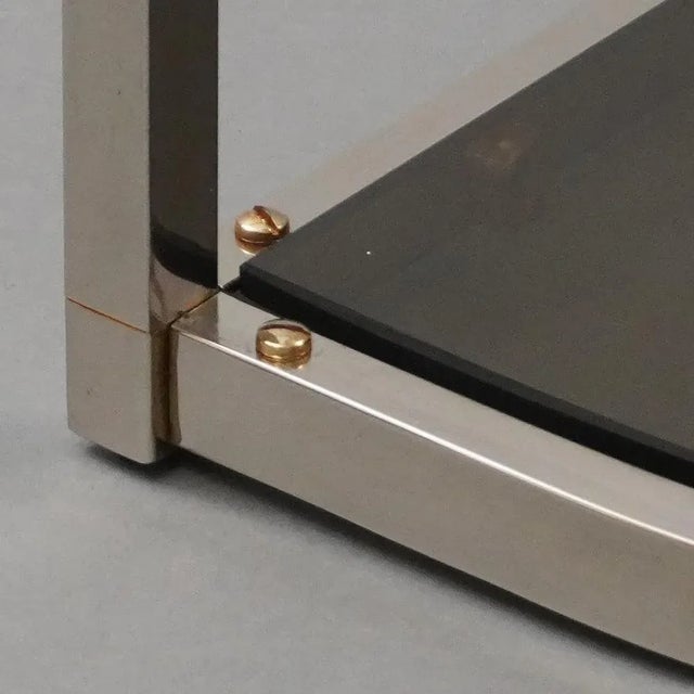 Gray Vintage Semicircle Console or Coffee Table in Chrome Smoked Glass For Sale - Image 8 of 9