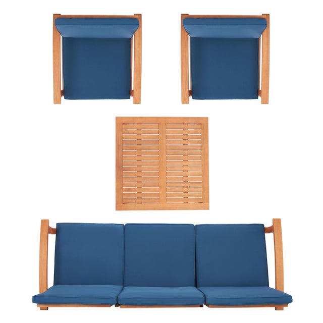 Parcer 4 Piece Living Set - Natural/Navy For Sale - Image 4 of 6