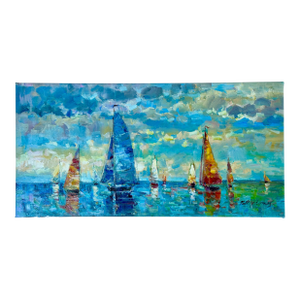 Coastal Sailboats Oil Painting by Matt Thomas