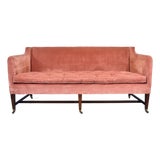 Classic Vintage Hepplewhite Velvet Sofa on Brass Casters For Sale