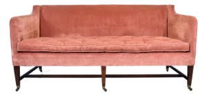 Classic Vintage Hepplewhite Velvet Sofa on Brass Casters