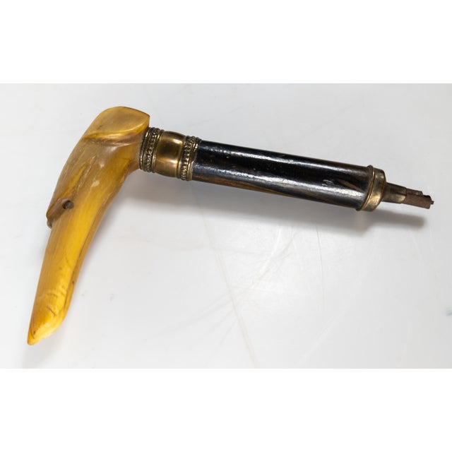 We are selling this nice Victorian or early 20th century parasol cane handle. This handle is carved from water buffalo...