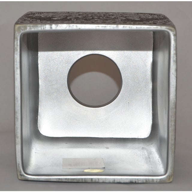 Luxury Silver Colette New York Home Décor Engraved Paper Tissue Box Cover For Sale - Image 11 of 14