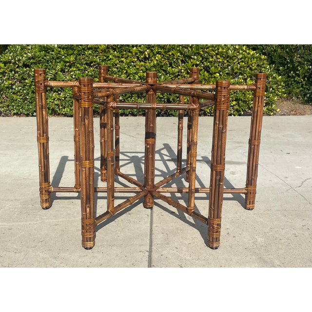Boho chic table base Attributed to the luxury brand McGuire of San Francisco. This is their classic hexagonal shaped...
