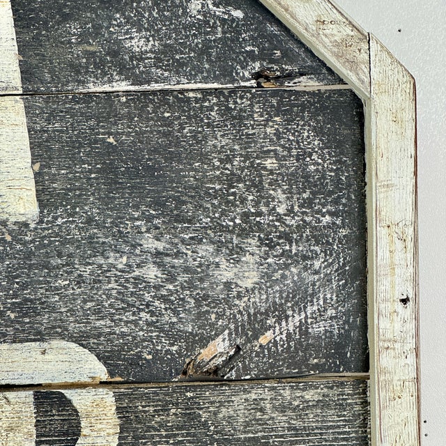 Black Large Vintage "Ram in Field" Wooden Sign With Barn Shaped Frame For Sale - Image 8 of 8