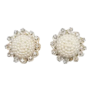 Vintage 1960s Alice Caviness Faux-Pearl & Clear Rhinestone Clip Earrings - 2 Pieces