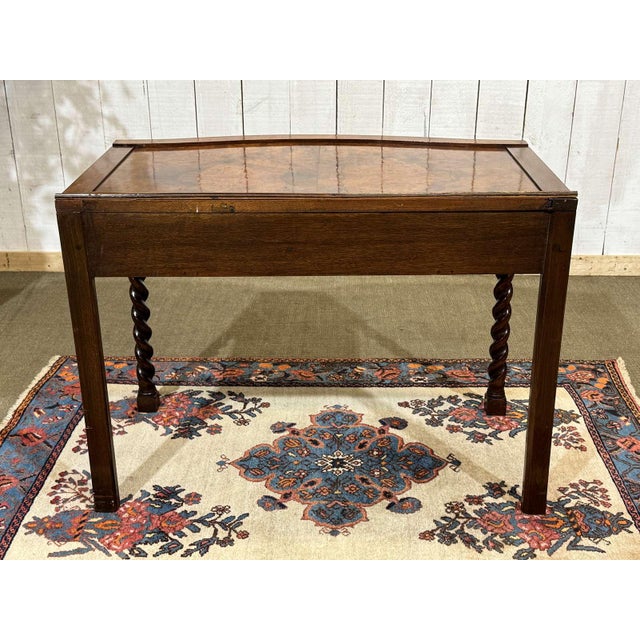 Antique English Burr Walnut Desk, 1900s For Sale - Image 12 of 14