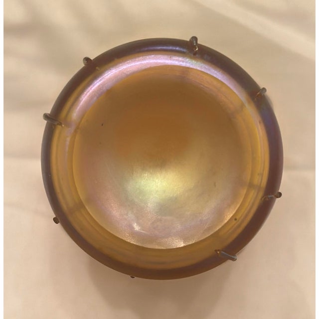 Gold 1900s Louis Comfort Tiffany Favrile Glass "Tadpole" Cabinet Vase- Art Nouveau, Signed on the Ground Pontil With "l.c.t.". For Sale - Image 8 of 9